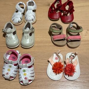 6 Pairs Of Girls Toddler Shoes Size 2/ 3-6 Months